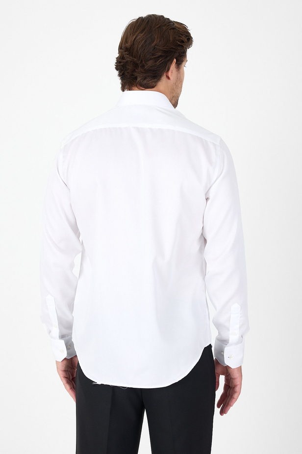 Beyaz Uzun Kol İtalyan Yaka Cepsiz Non Iron Slim Fit %100 Pamuk Gömlek 1004250269