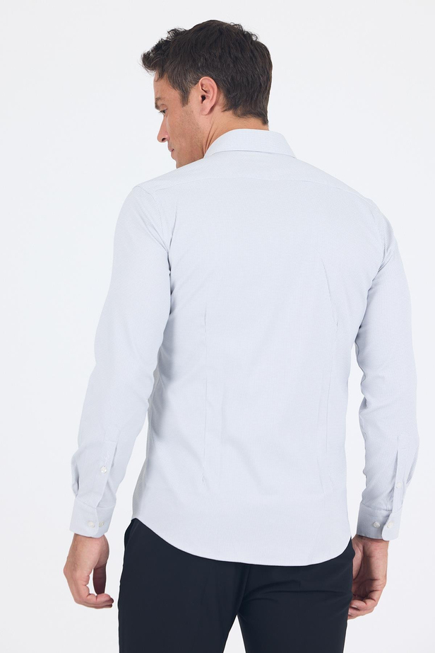 Beyaz Uzun Kol Sert Yaka Cepsiz Easy To Iron Slim Fit Esnek Gömlek 1004250233