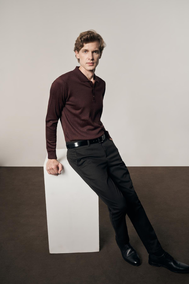Bordo Polo Yaka Cepsiz Comfort Fit Classic Pamuklu Triko Kazak 1012255007