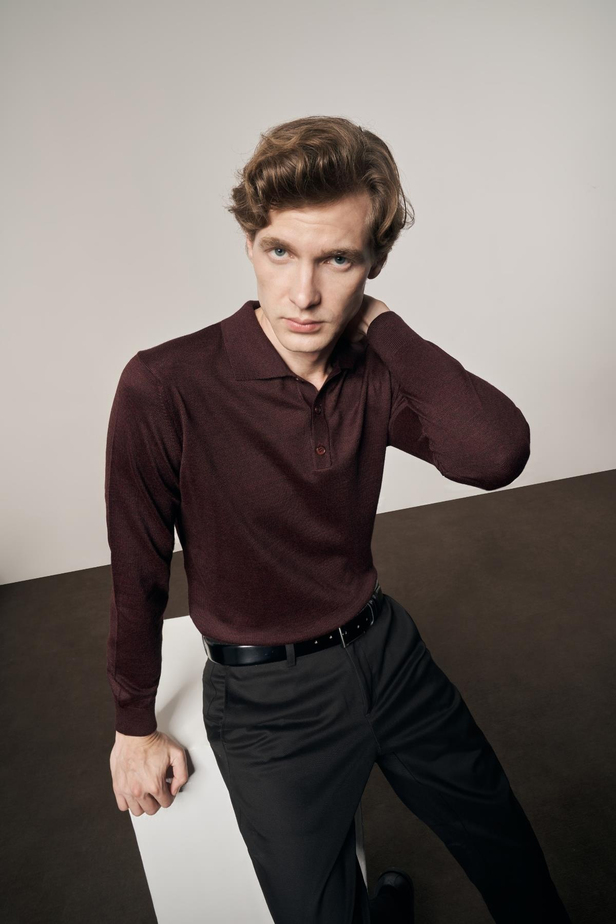Bordo Polo Yaka Cepsiz Comfort Fit Classic Pamuklu Triko Kazak 1012255007