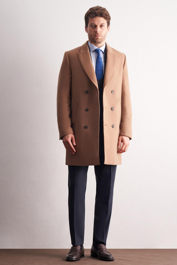 Camel Kılıç Yaka Kruvaze Comfort Fit Esnek Classic Kaban 1008255164
