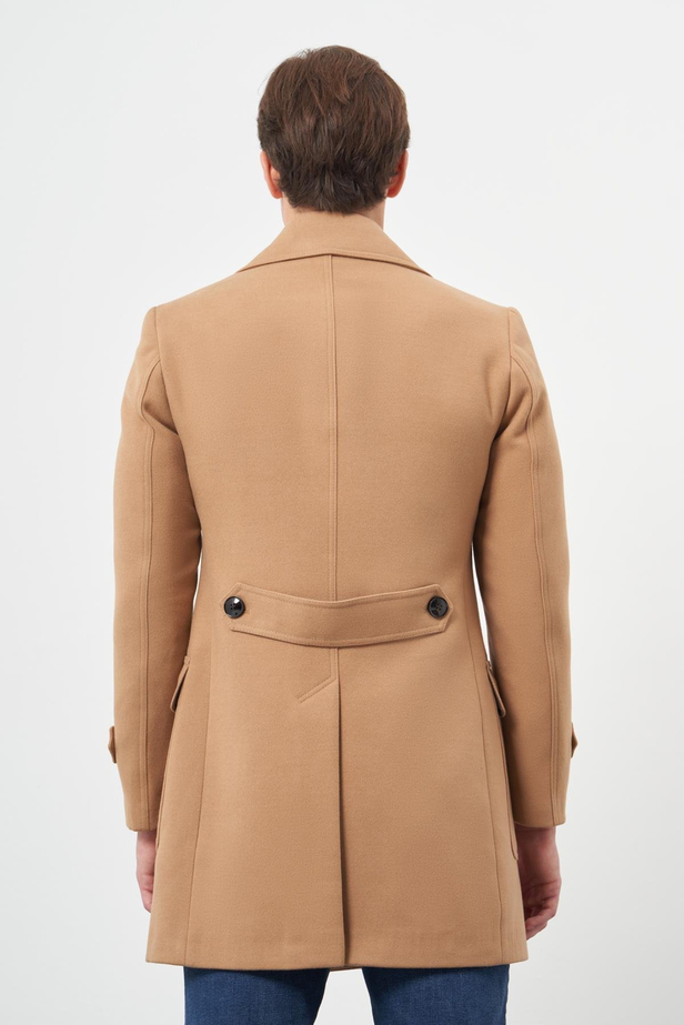 Camel Kruvaze Kaşe Kırlangıç Yaka Düz Tek Yırtmaç Tam Astar Slim Fit Classic Palto 1005245151