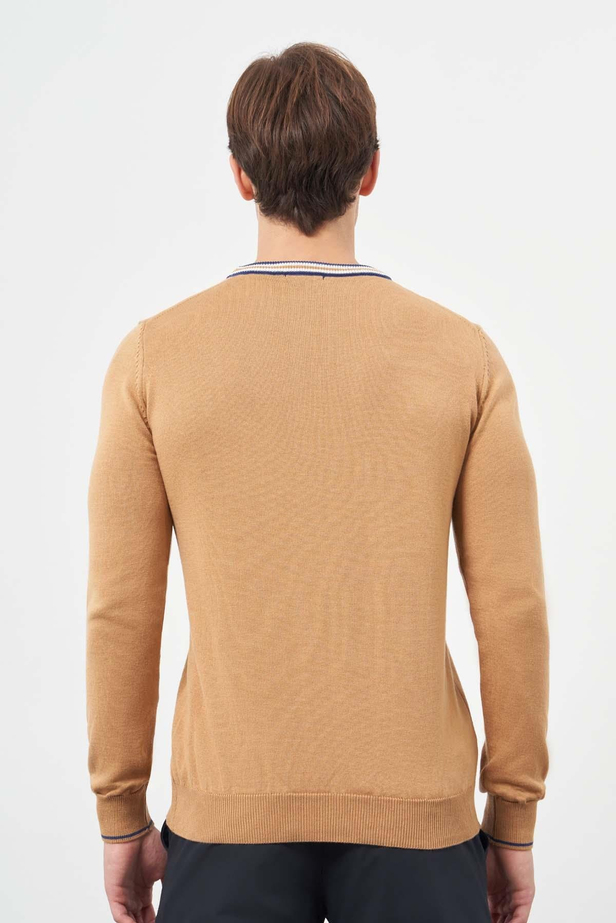 Camel Uzun Kol Düz Örme Bisiklet Yaka Classic Slim Fit Triko 1012245108