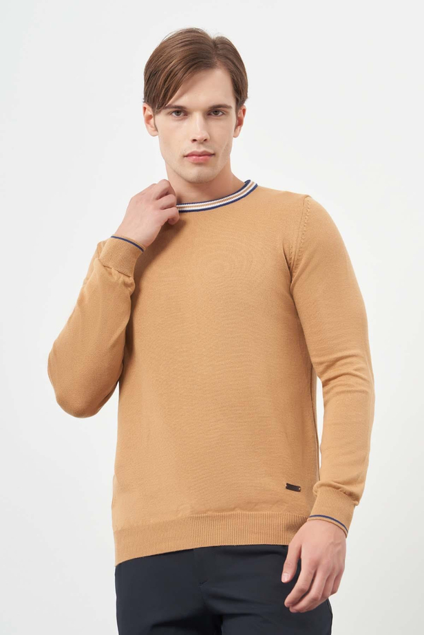 Camel Uzun Kol Düz Örme Bisiklet Yaka Classic Slim Fit Triko 1012245108