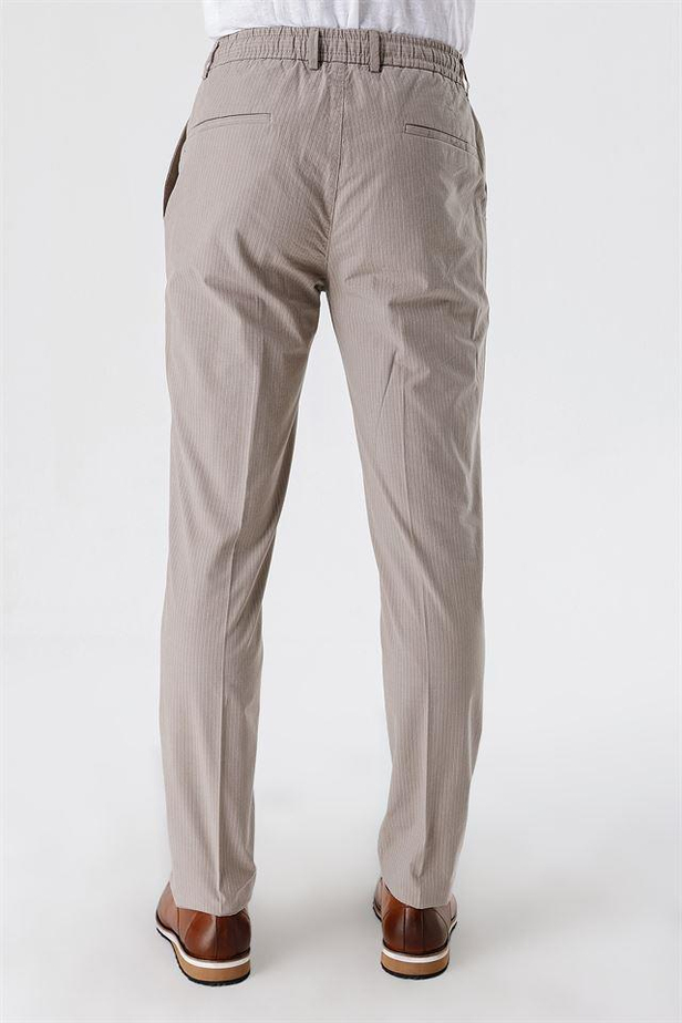 Çizgili Armürlü % 100 Pamuk Yan Cep Slim Fit Dar Kesim Casual Pantolon 1003230159-42