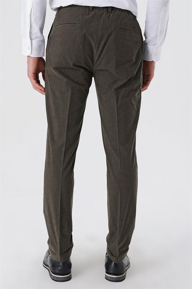 Çizgili Armürlü % 100 Pamuk Yan Cep Slim Fit Dar Kesim Casual Pantolon 1003230159-42