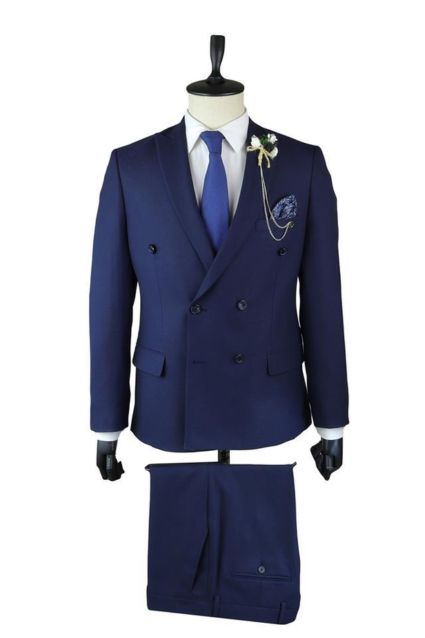 Desenli Armürlü Kruvaze Yaka Astarlı Kruvaze 6 Drop Slim Fit Dar Kesim Takım Elbise 1001220165-48