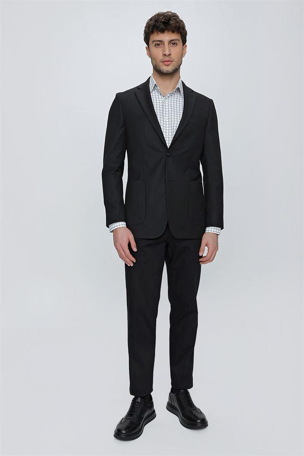 Desenli Armürlü Mono Yaka Tam Astar 6 Drop Comfort Fit Rahat Kesim Ceket 1002225170-48