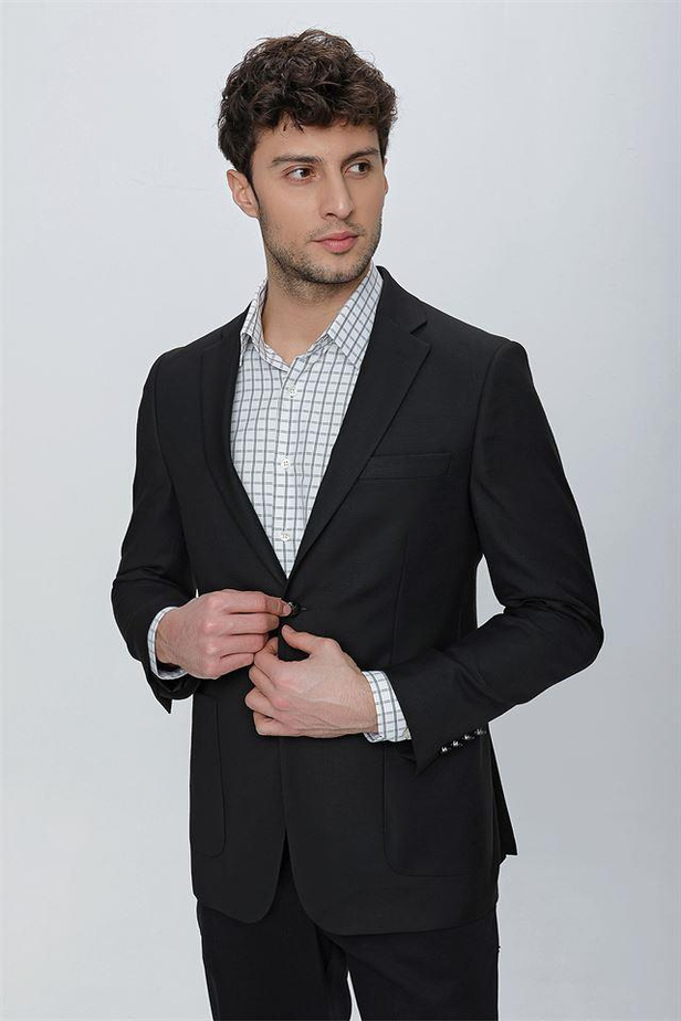 Desenli Armürlü Mono Yaka Tam Astar 6 Drop Comfort Fit Rahat Kesim Ceket 1002225170-48