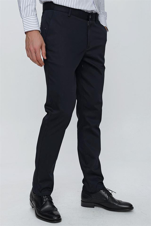 Desenli Armürlü Pamuklu Likralı Yan Cepli Comfort Fit Rahat Kesim Casual Pantolon 1003225176-44
