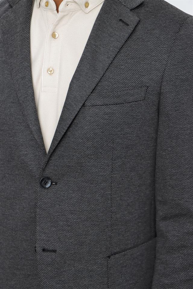 Desenli Örme Mono Yaka Astarsız 6 Drop Slim Fit Dar Kesim Ceket 1002225160-48