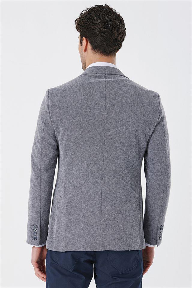 Desenli Örme Mono Yaka Astarsız Pamuklu 6 Drop Slim Fit Dar Kesim Casual Ceket 1002230154-48