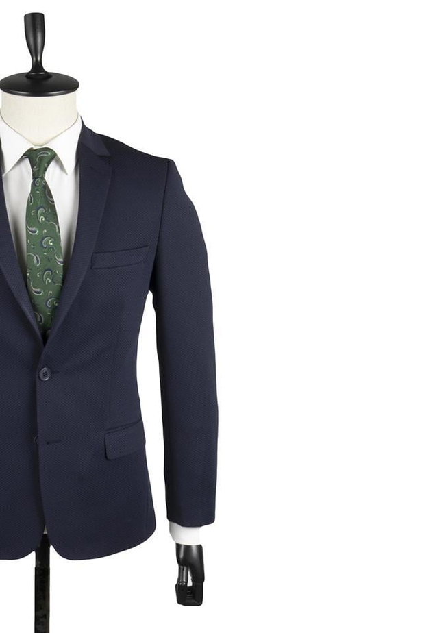 Desenli Örme Mono Yaka Yarım Astar 6 Drop Slim Fit Dar Kesim Ceket 1002220156-48