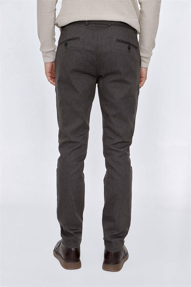 Desenli Oxford Pamuklu Likralı Yan Cepli Slim Fit Dar Kesim Casual Pantolon 1003225175-42