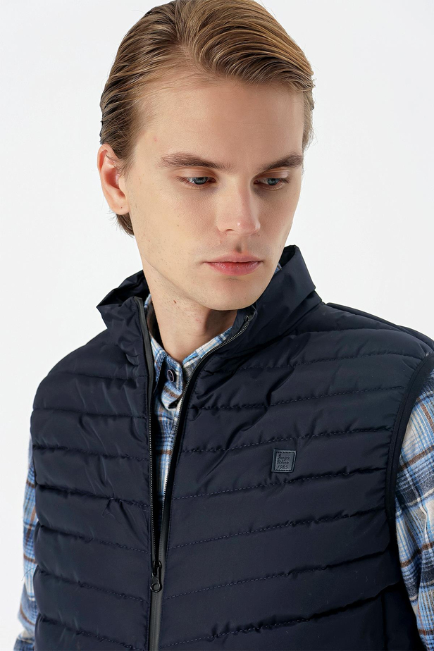 Dik Yaka Dolumlu Casual Şişme Yelek 1009235152 Koyu Lacivert