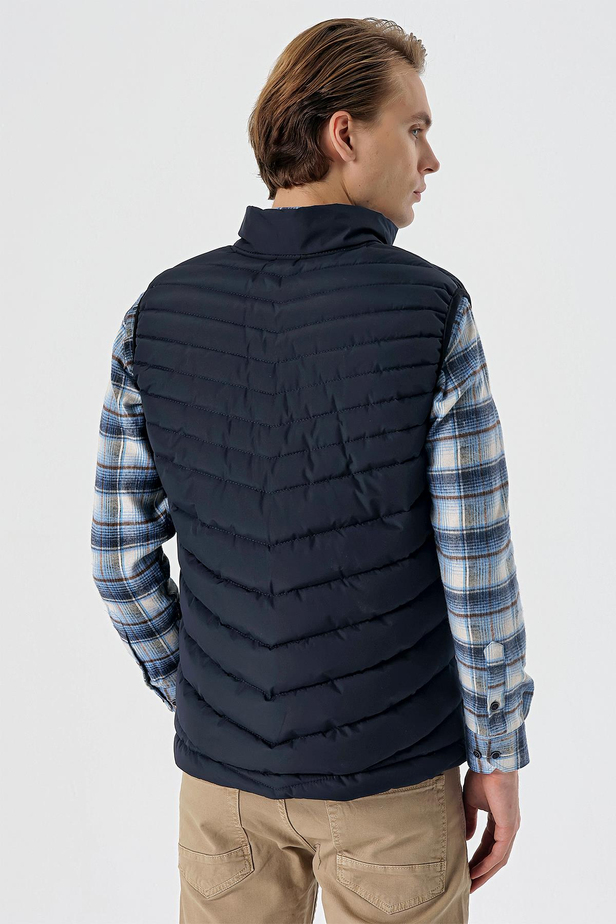 Dik Yaka Dolumlu Casual Şişme Yelek 1009235152 Koyu Lacivert