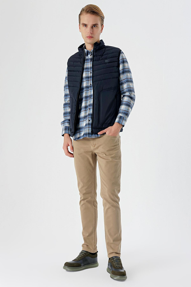 Dik Yaka Dolumlu Casual Şişme Yelek 1009235152 Koyu Lacivert