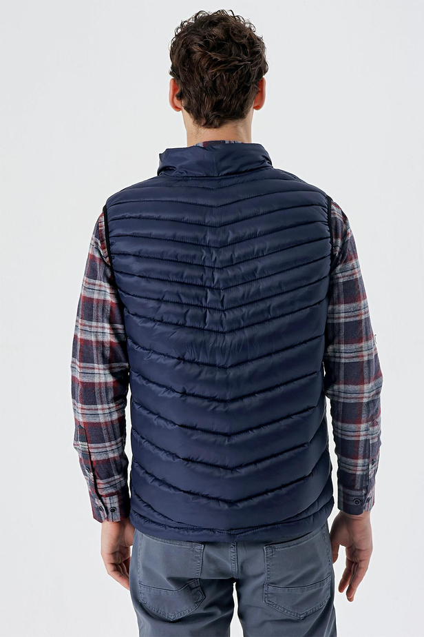 Dik Yaka Dolumlu Casual Şişme Yelek 1009235153 Koyu Lacivert