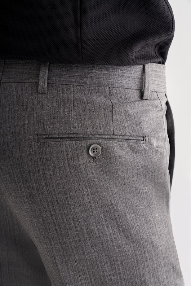 Füme Yan Cep Açık Paça Kendinden Desenli Slim Fit  Pantolon 1003255152