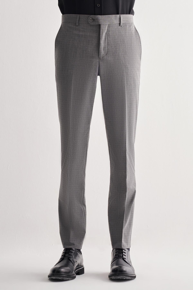 Füme Yan Cep Açık Paça Kendinden Desenli Slim Fit  Pantolon 1003255152