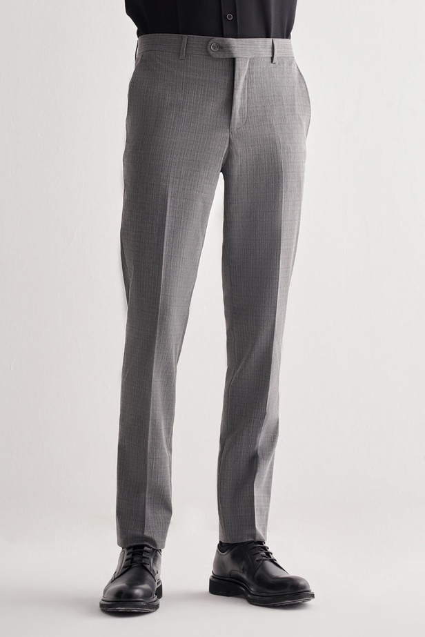 Füme Yan Cep Açık Paça Kendinden Desenli Slim Fit  Pantolon 1003255152