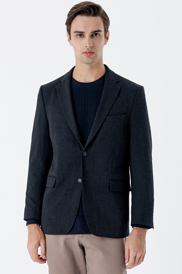 Gabardin Mono Yaka Astarlı Çift Yırtmaç Likralı 6 Drop Comfort Fit Rahat Kesim Klasik Ceket 1002235137 Koyu Lacivert