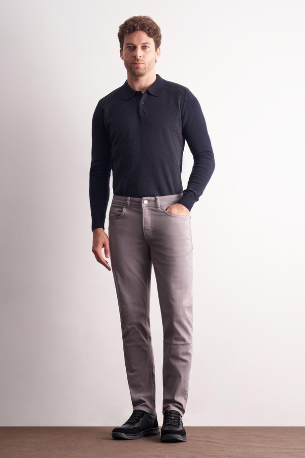 Gri 5 Cep Casual Slim Fit Pamuklu 5 Cep Pantolon 1003255318