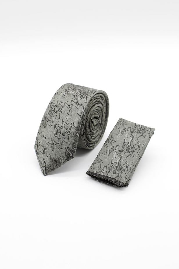 Gri Desenli 6 Cm Kravat 1090240112