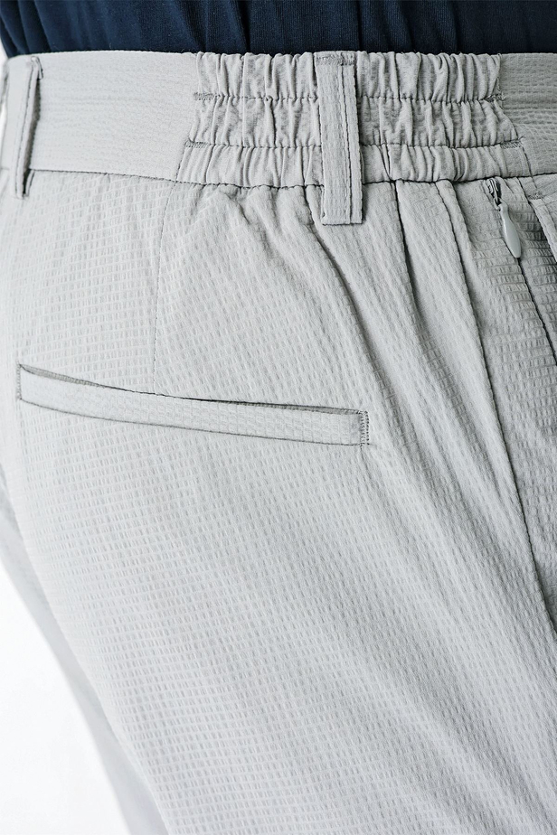 Gri Desenli Gofreli Pamuklu Likralı Yan Cepli Slim Fit Dar Kesim Casual Pantolon 1003240206