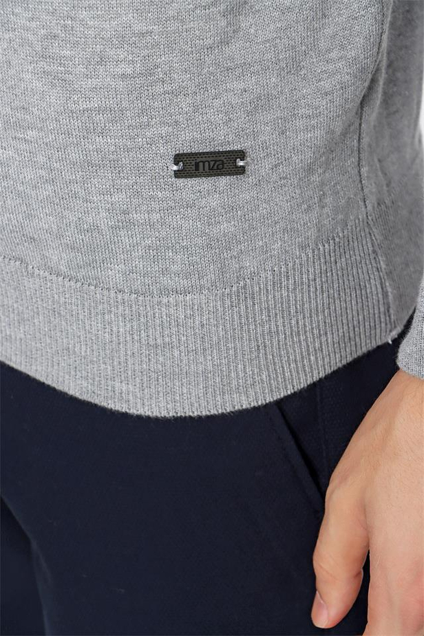 Gri Düz Desen Comfort Fit Uzun Kol Triko 25006100-S