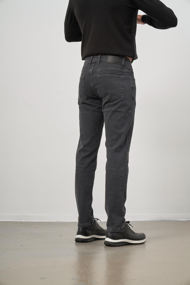 Gri Düz Gabardin Slim Fit Casual Denim Pantolon 1023245152