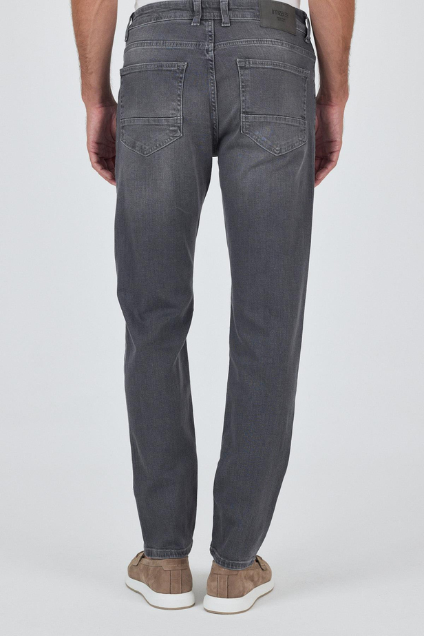 Gri Gabardin 5 Cep Düz Paça Casual Slim Fit Pamuklu Denim Pantolon 1023250150