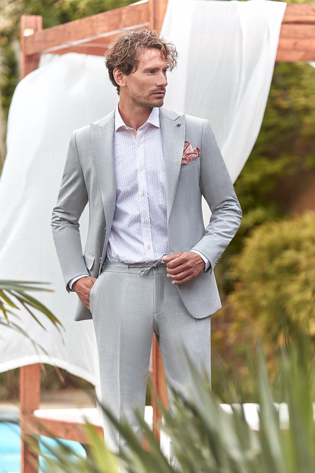 Gri Kırlangıç Yaka Yelekli Likralı 6 Drop Slim Fit Dar Kesim Klasik Takım Elbise 1001240167