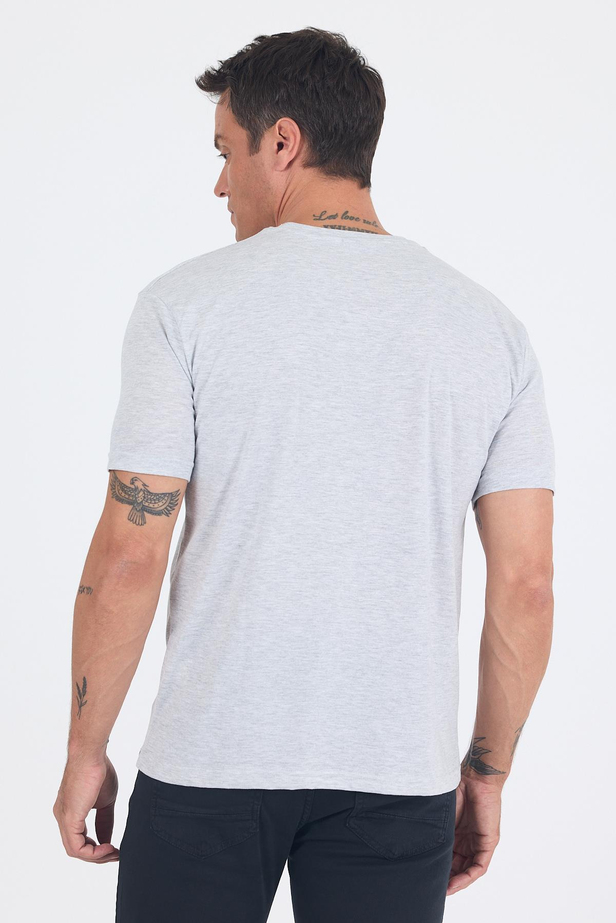 Gri Kısa Kol Düz Suprem Bisiklet Yaka Slim Fit Tişört 1011250190