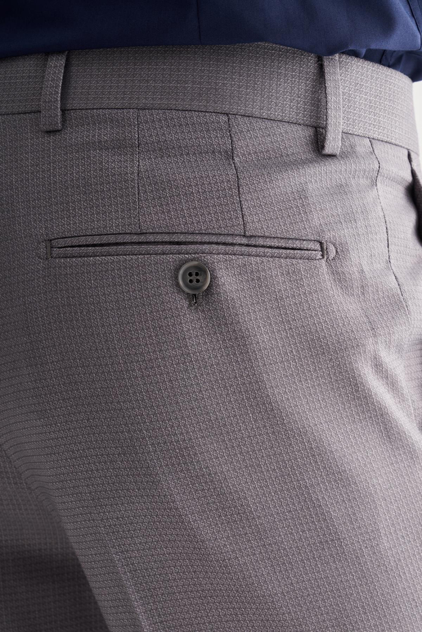 Gri Yan Cep Açık Paça Kendinden Desenli Slim Fit Esnek Pantolon 1003255151