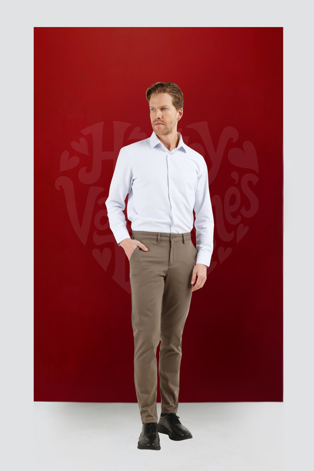 Haki Yan Cep Düz Paça Pamuklu Slim Fit Chino Casual Pantolon 1003255155