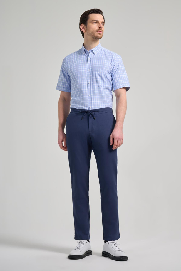 İndigo Mavi Pamuklu Yandan Cepli Casual Comfort Fit Jogger Pantolon 1003250110