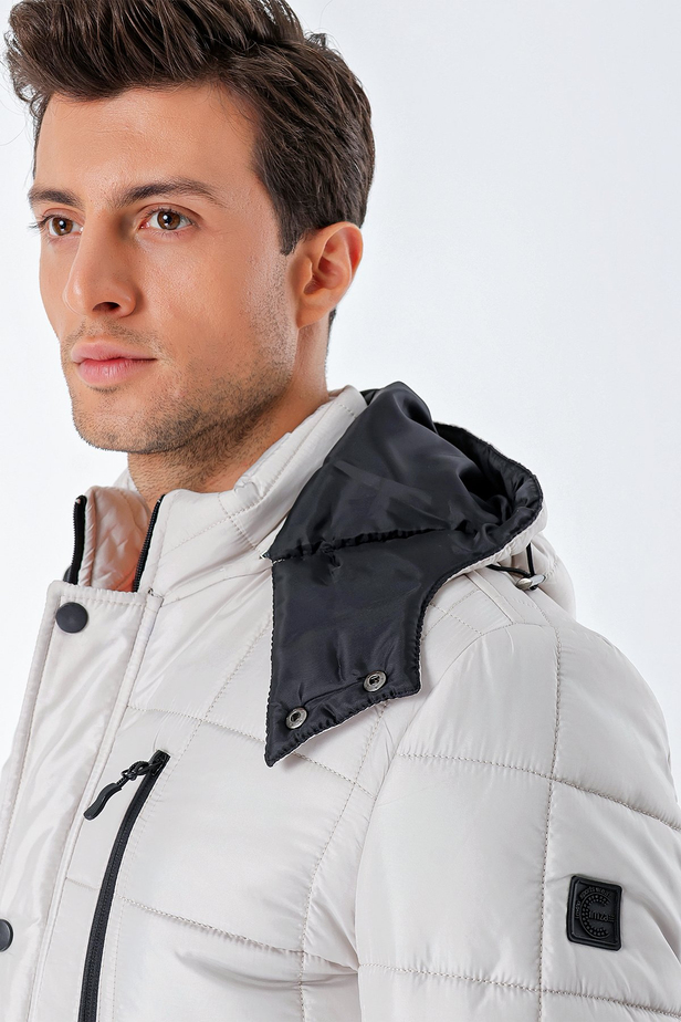 Kapüşonlu Kapitoneli Astar Comfort Fit Rahat Kesim Klasik Kaban 1008235155 Taş Rengi