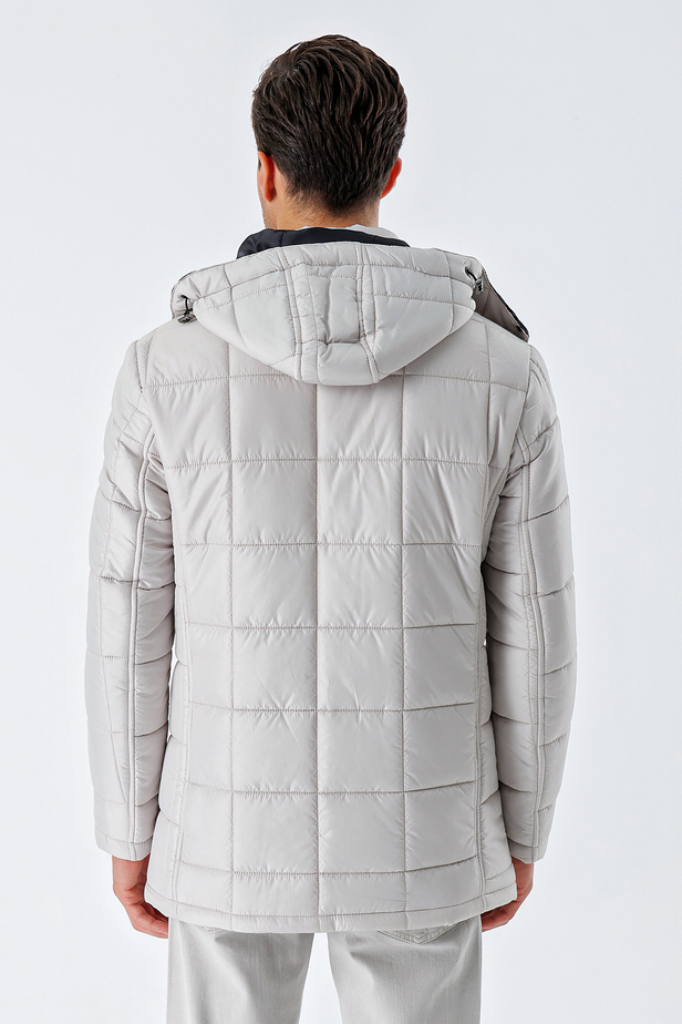 Kapüşonlu Kapitoneli Astar Comfort Fit Rahat Kesim Klasik Kaban 1008235155 Taş Rengi