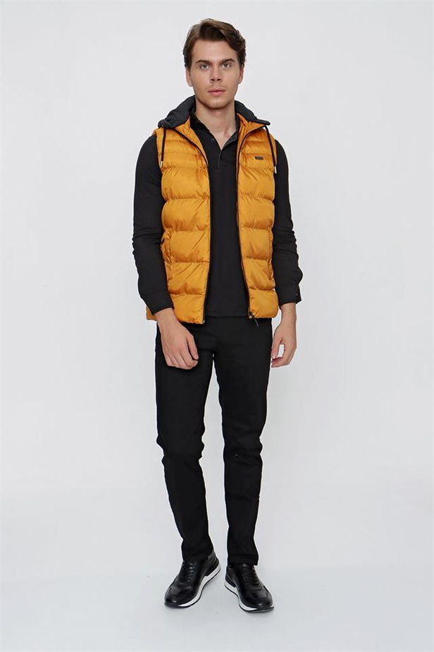 Kapüşonlu Slim Fit Dar Kesim Casual Şişme Jel Dolum Yelek 1009225151-S