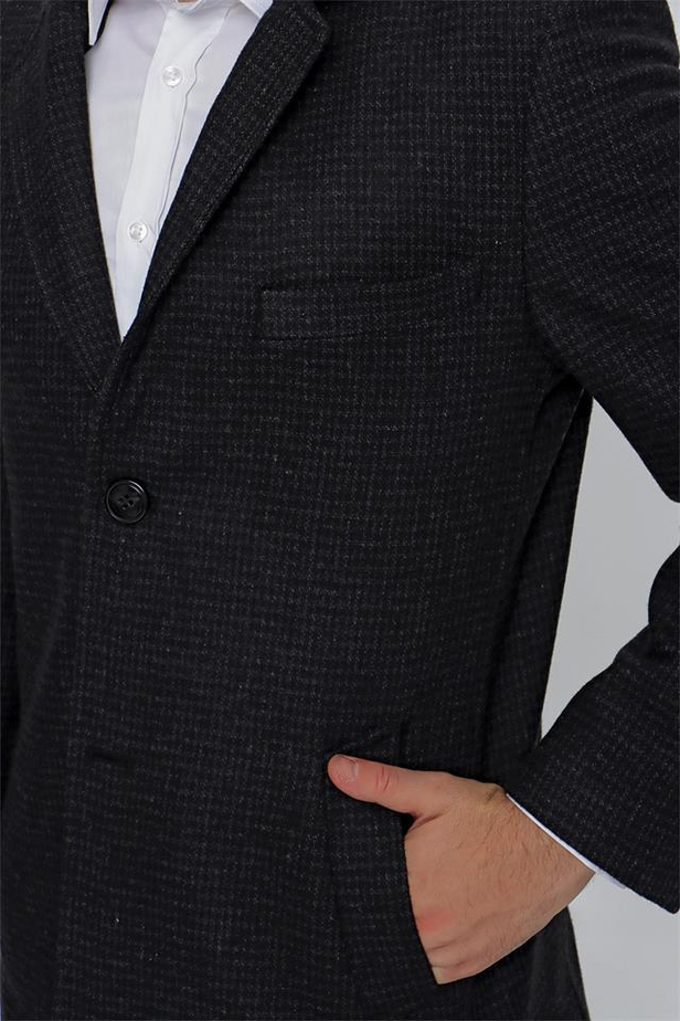 Kaşe Hakim Yaka Balıksırtı Desen Yünlü Yırtmaçlı Astarlı Comfort Fit Rahat Kesim Klasik Kaban 1008225157-48
