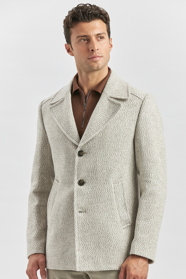 Kaşe Kırlangıç Yaka Desenli Astarlı Slim Fit Dar Kesim Klasik Mont 1007245150