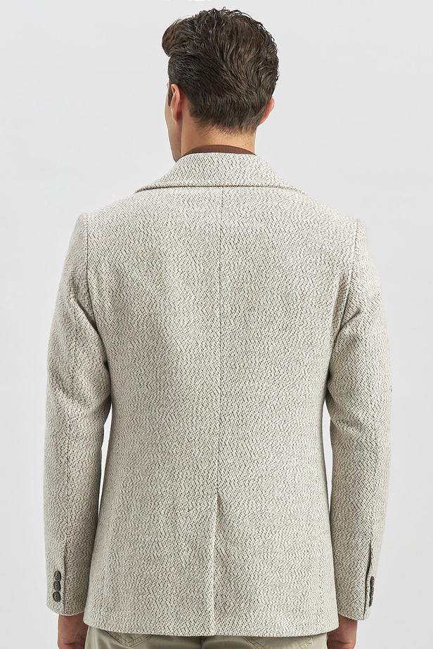 Kaşe Kırlangıç Yaka Desenli Astarlı Slim Fit Dar Kesim Klasik Mont 1007245150