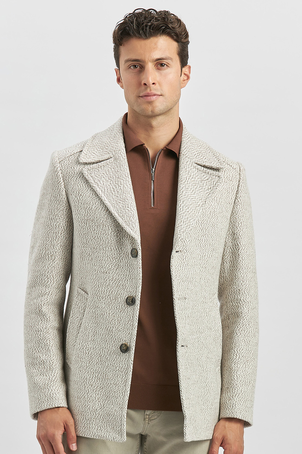 Kaşe Kırlangıç Yaka Desenli Astarlı Slim Fit Dar Kesim Klasik Mont 1007245150