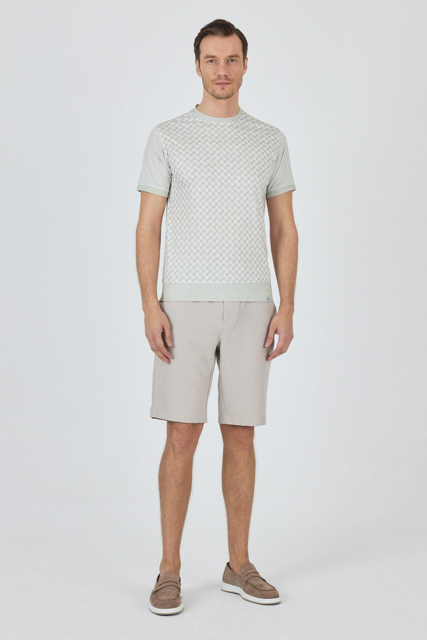 Kısa Kol Baskılı İnterlok Bisiklet Yaka Cepsiz Pamuklu Slim Fit Tişört 1011250124