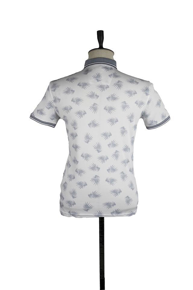 Kısa Kol Baskılı Merserize Polo Yaka Slim Fit Dar Kesim Casual T-Shirt 1011220108-M