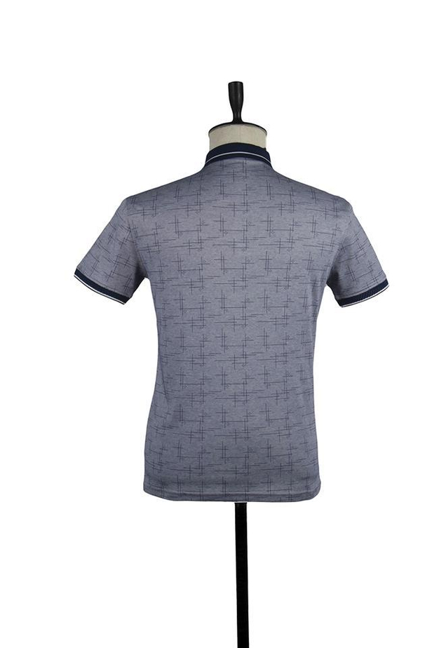 Kısa Kol Baskılı Merserize Polo Yaka Slim Fit Dar Kesim Casual T-Shirt 1011220105-M