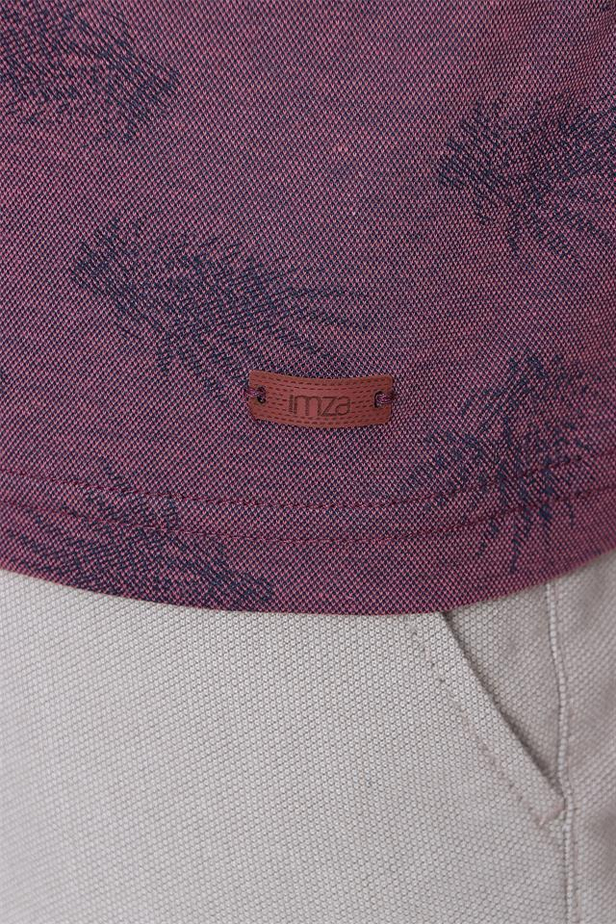 Kısa Kol Baskılı Merserize Polo Yaka Slim Fit Dar Kesim Casual T-Shirt 1011220108-M