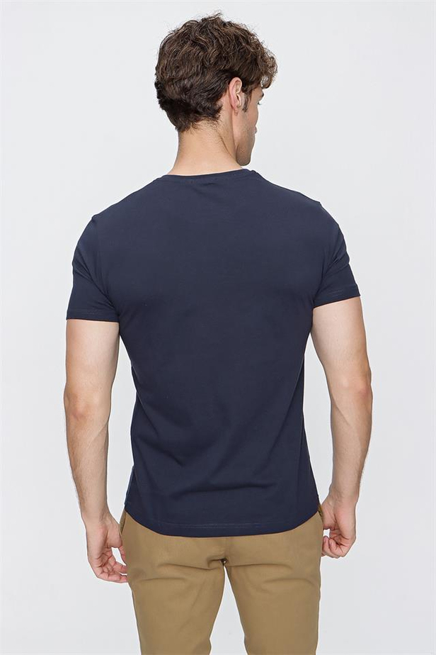 Kısa Kol Baskılı Suprem Bisiklet Yaka %100 Pamuk Slim Fit Dar Kesim Casual T-Shirt 1011220118-S