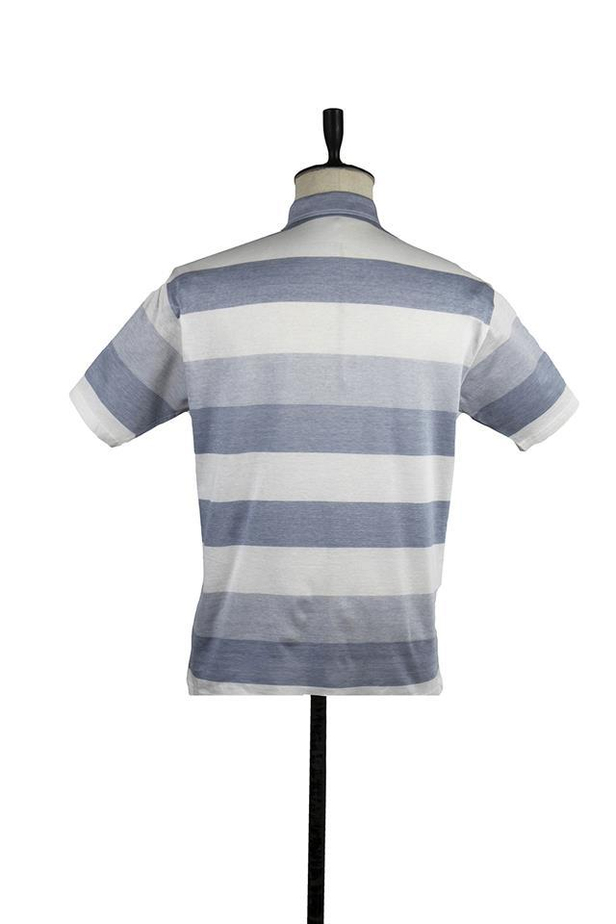 Kısa Kol Çizgili Merserize Gömlek Yaka Cepli %100 Pamuk Comfort Fit Rahat Kesim Klasik T-Shirt 1011220135-M